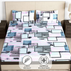 Queen Size Bedsheet With 2 Matching Pillow Covers - 60 X 72 Inches, Multicolor | All Around Elastic Fitted Breathable & Soft Touch Bedsheet
