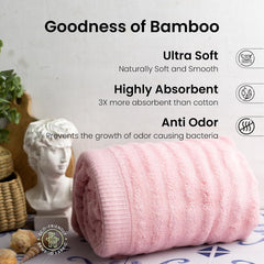Mush Bamboo Bath Towels Large Size 600 Gsm | Bath Towel For Men & Women | Soft, Highly Absorbent Quick Dry Anti Microbial (Pink)