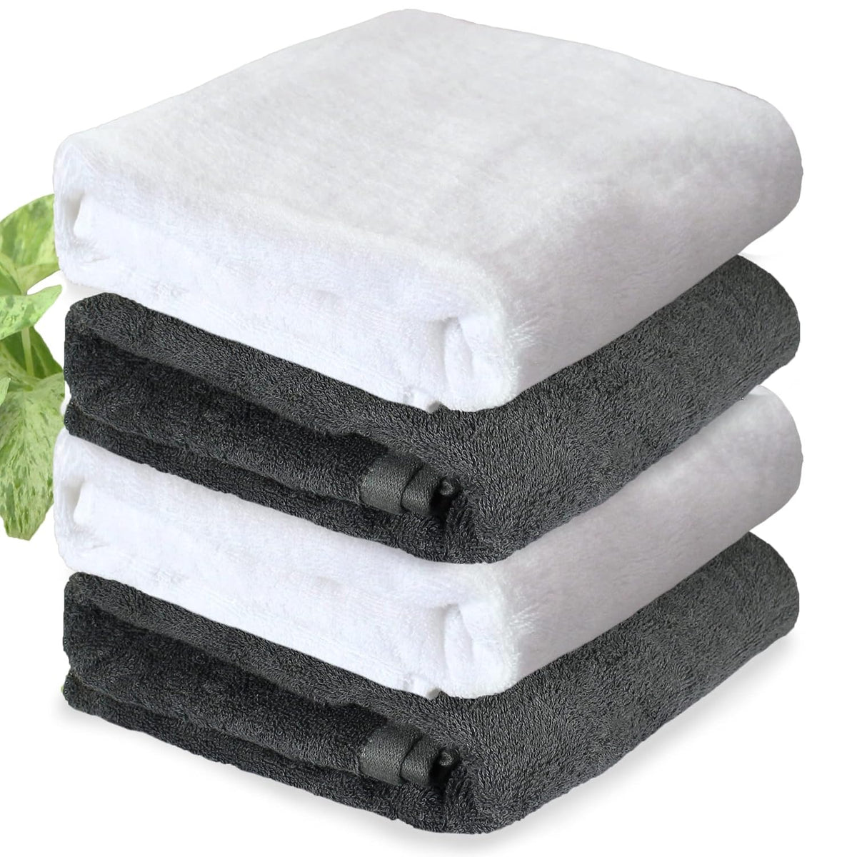 Heelium Bamboo Bath Towel | Lightweight & Quick Drying | Ultra Absorbent Towel 400 Gsm | Pack Of 4 - White, Grey