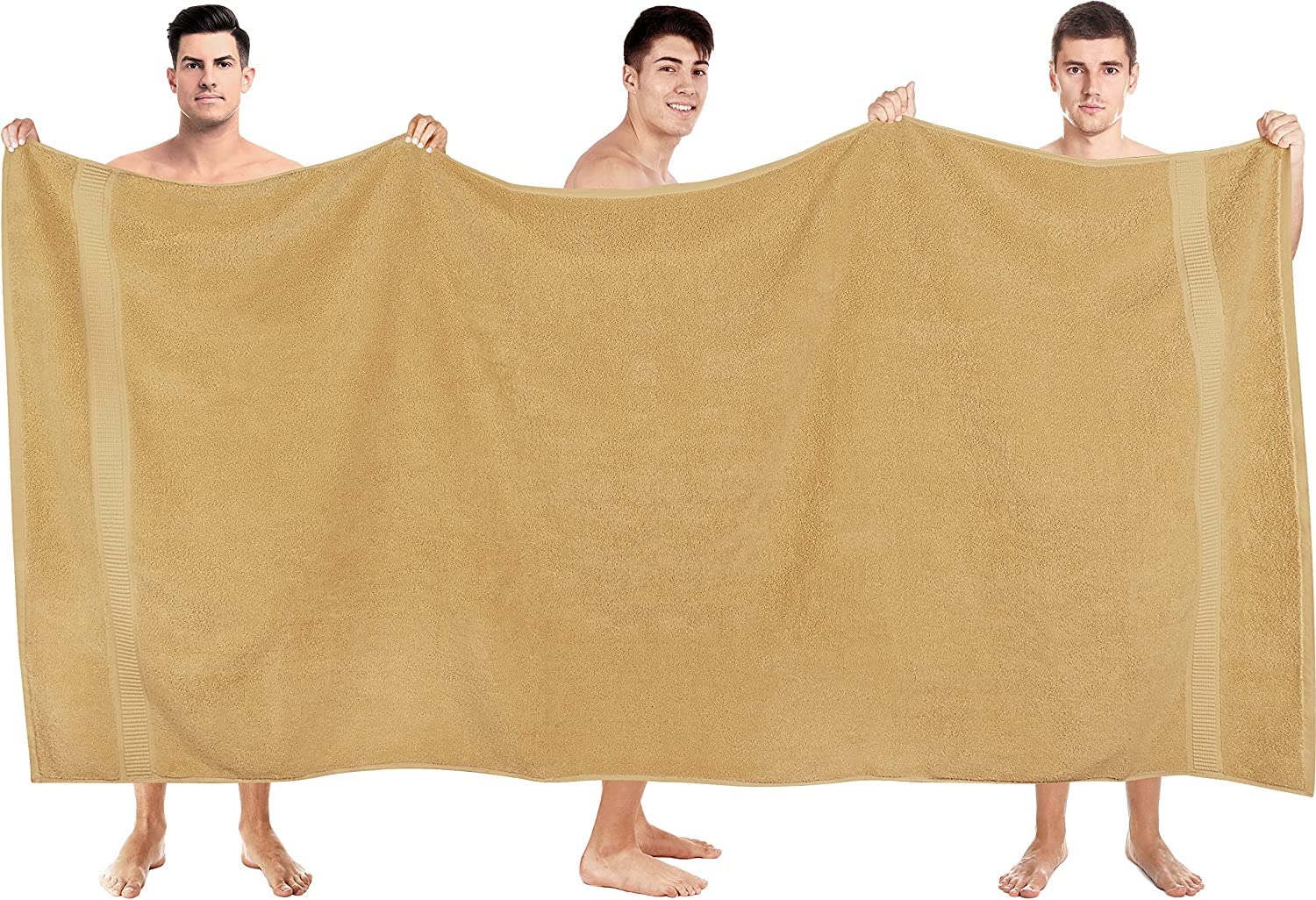 Tiqh 100% Cotton Bath Towel 600 Gsm | Highly Absorbent & Quick Dry Extra Large Bath Towel (Beige)