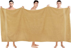 Tiqh 100% Cotton Bath Towel 600 Gsm | Highly Absorbent & Quick Dry Extra Large Bath Towel (Beige)