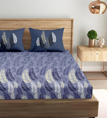 King Size Fitted Bedsheet With 2 Large Pillow Covers - 108 X 108 Inches, Petal Blue | Soft, Breathable & Durable | Wrinkle Resistant