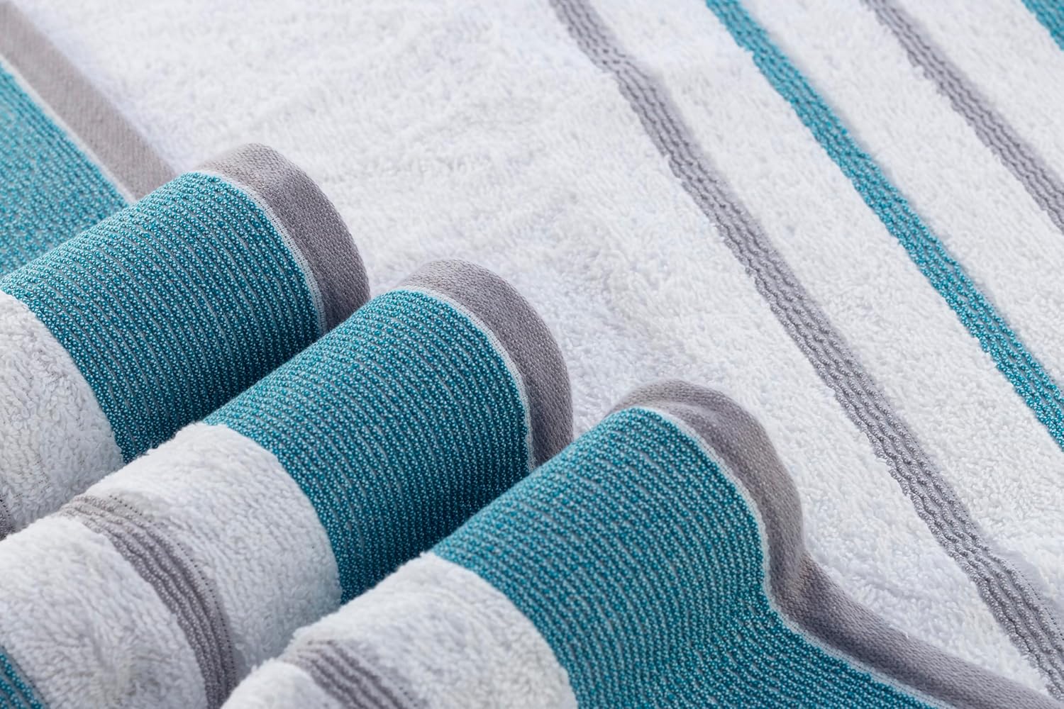 Casa Copenhagen Egyptian Cotton Exotic Hand Towel 400 Gsm (Teal/Grey)- 2 Pcs