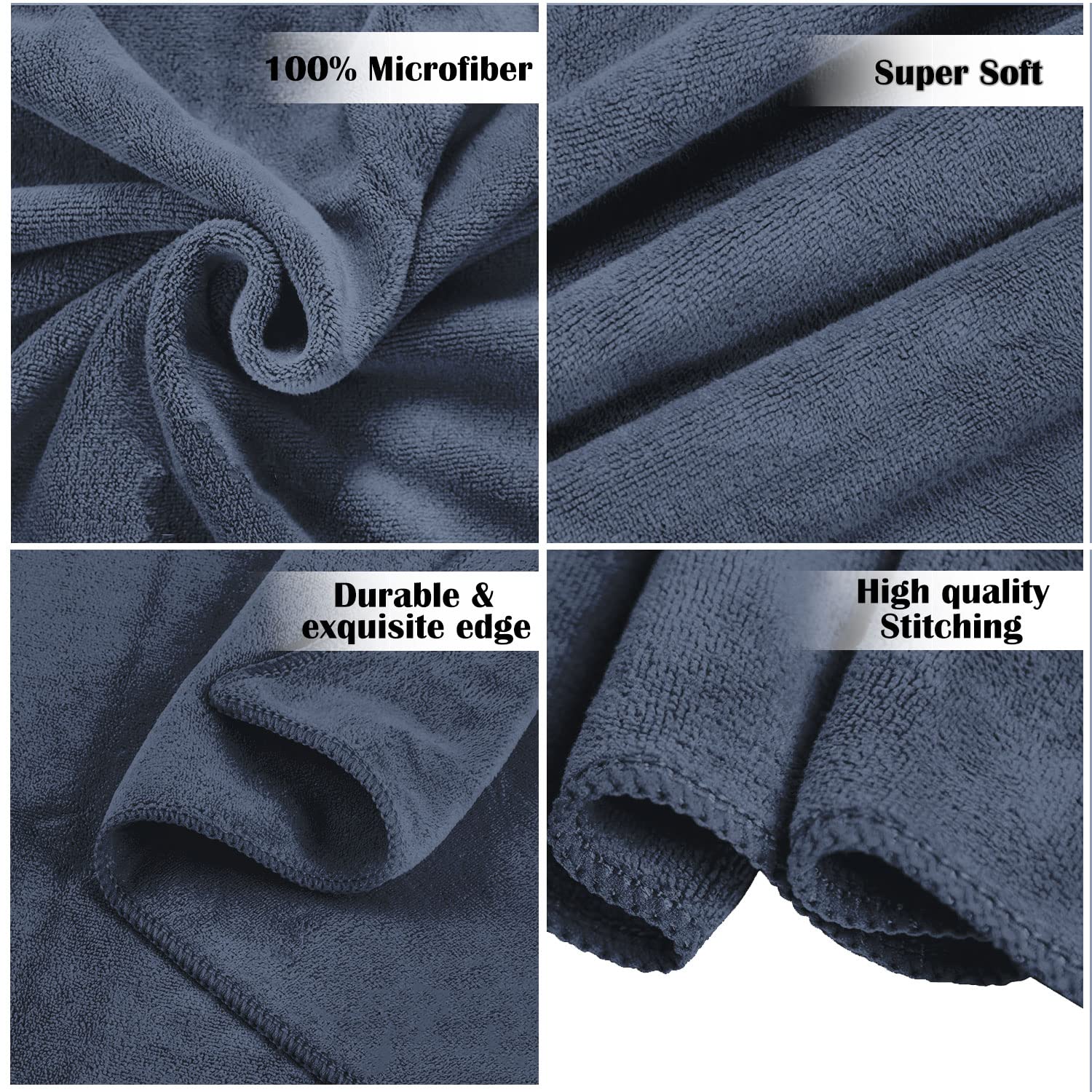 Sassoon Venir Microfiber 2 Piece Hand Towels 450 Gsm | Absorbent & Quick Dry Multipurpose Hand Towels (Denim)