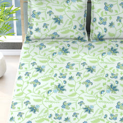 Cotton Bedsheet For King Size With Pillow Cover Set - 108x108 Inches, Green | Breathable & Light Weight, All Season Comfort-Ideal For Daily Use & Gifting Bedsheet