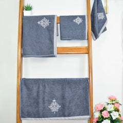 Rangoli 100% Bamboo 2 Bath & 2 Hand Towels 850 Gsm | Large Size Ultra Soft, Quick-Absorbent & Eco-Friendly Towels - Dark Grey