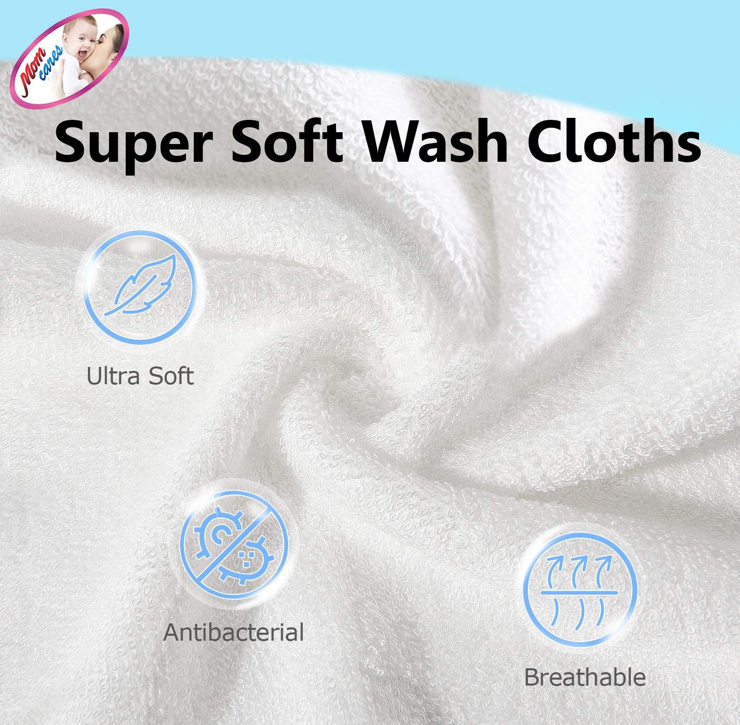 Mom Care Cotton Face Towel 1200 Gsm | Soft Reusable Napkins Good Water Absorbency Soft & Fluffy Cotton Towel (White) - 12 Pcs