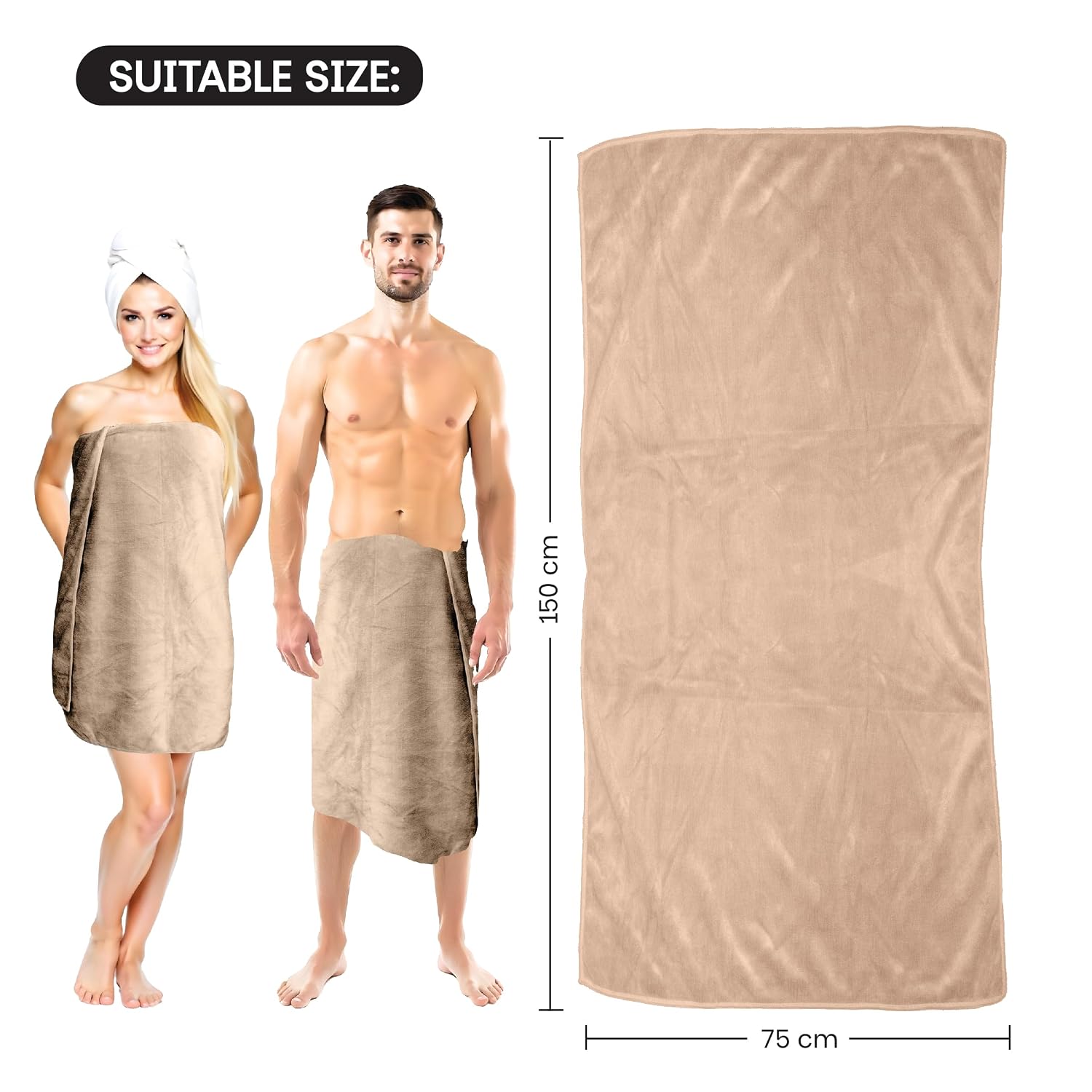 Housse Premium Microfiber Bath Towel 550 Gsm | Extra Large Quick Dry Towels For Women & Men | Super Soft Plush | Ultra Absorbent For Home Swimming Sports & Travel (Sandrift)