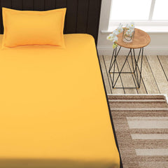 Single Bedsheet With 1 Pillow Cover - 61 X 88 Inches, Lemon Yellow | Perfect For Gifting On Diwali & Baby Showers Christmas Bedsheet