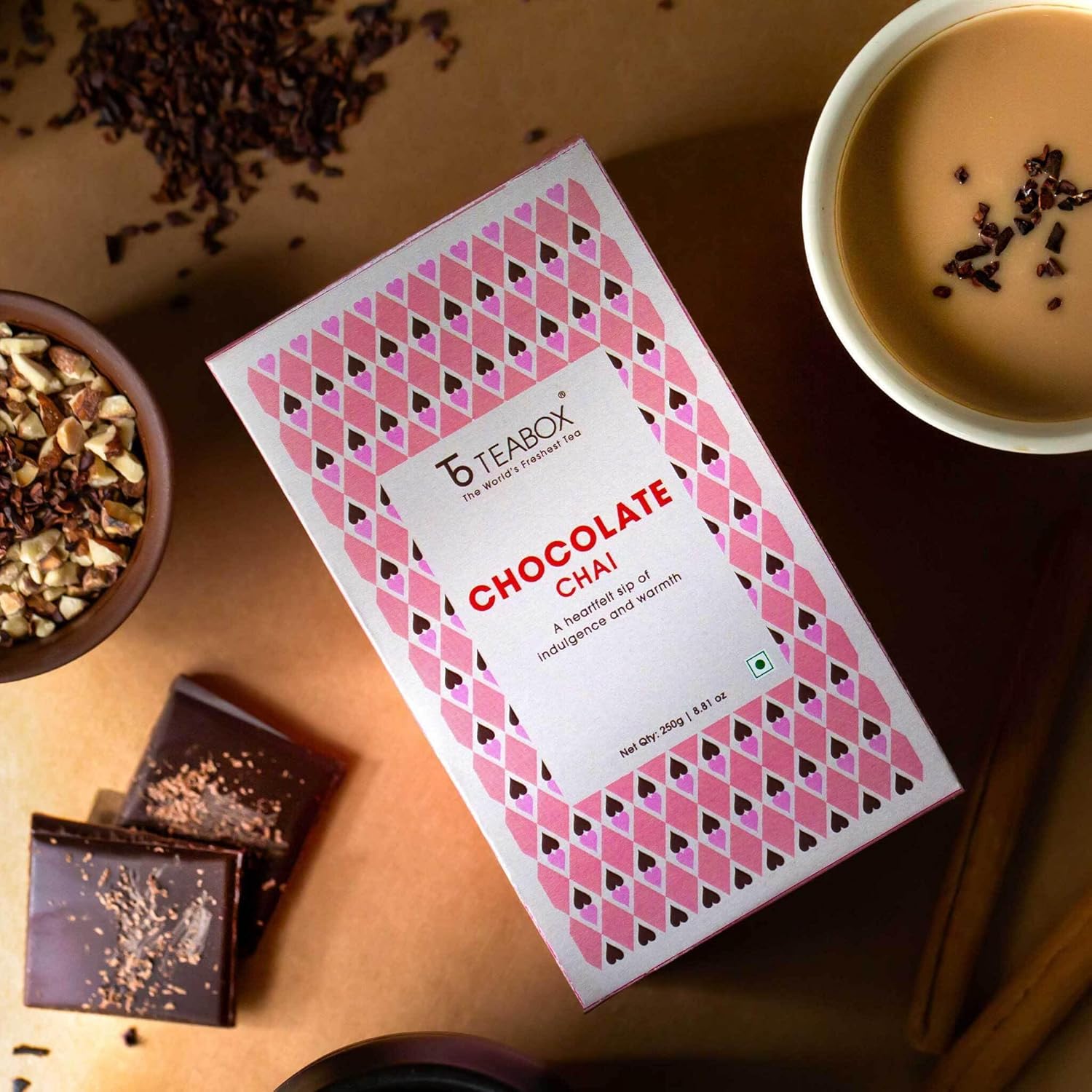 Teabox Chocolate Chai Tea - 250gm, 8.8 Ounce | Perfect For Relaxing Moments & Special Occasions - Indulgent Spiced Tea Blend With Rich Cocoa & Nutty Notes | Medium Caffeine Tea Leaf
