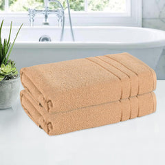 Kuber Industries Bath Towel 900 Gsm | Towel For Bath, Gym, Travel & Beach | Plain Lining (Light Brown)- Pack Of 2