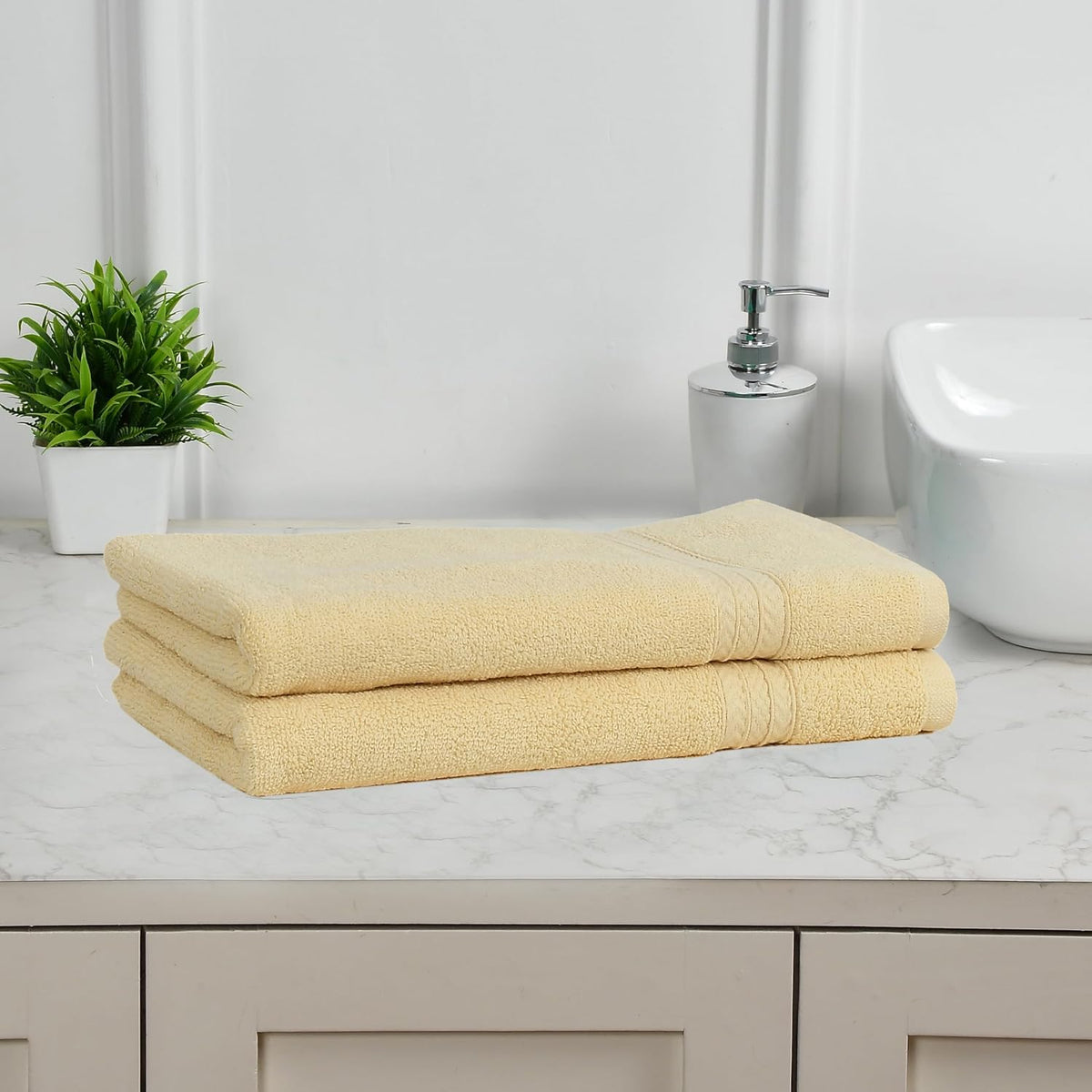 Fresh From Loom Luxury Fur Collection Hand Towel 500 Gsm Napkins Cotton High Absorbency Double Stitched Size (Cream) - Set Of 2