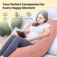 C Shape Full Body Pillow, Pregnancy Pillows For Sleeping, Soft Pillow, Peach | Maternity Pillows For Back, Hips, Legs, Belly | For Pregnant Women With Removable, Washable Peach Velvet Cover