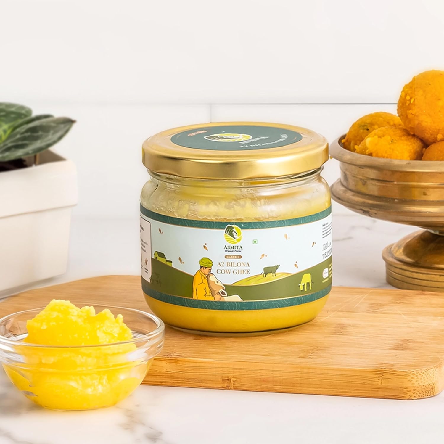 Pure Natural A2 Bilona Cow Ghee By Asmita Organic Farms | Healthy & Nutrients Desi Ghee Perfect For Glowing Skin | (250ml) 8.4 Ounce | Jar Pack