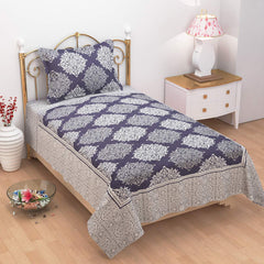 1 Single Bedsheet With 1 Large Pillow Cover - Size - 60 X 100 Inches, Deep Purple | Designer Printed Bedsheet Set - Naturally Soft, Breathable, & Skin Friendly