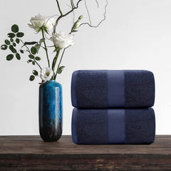 Tiqh 100% Egyptian Cotton Bath Towels 1200 Gsm | Heavy Weight & Absorbent-Top Luxury Bath Towels (Blue)- 2 Piece