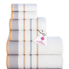 Casa Copenhagen Egyptian Design 2 Bath + 2 Hand & 2 Face Towels 1800 Gsm | He & She Super Soft Collection 100% Cotton 6 Piece Towel Set - Grey & Beige