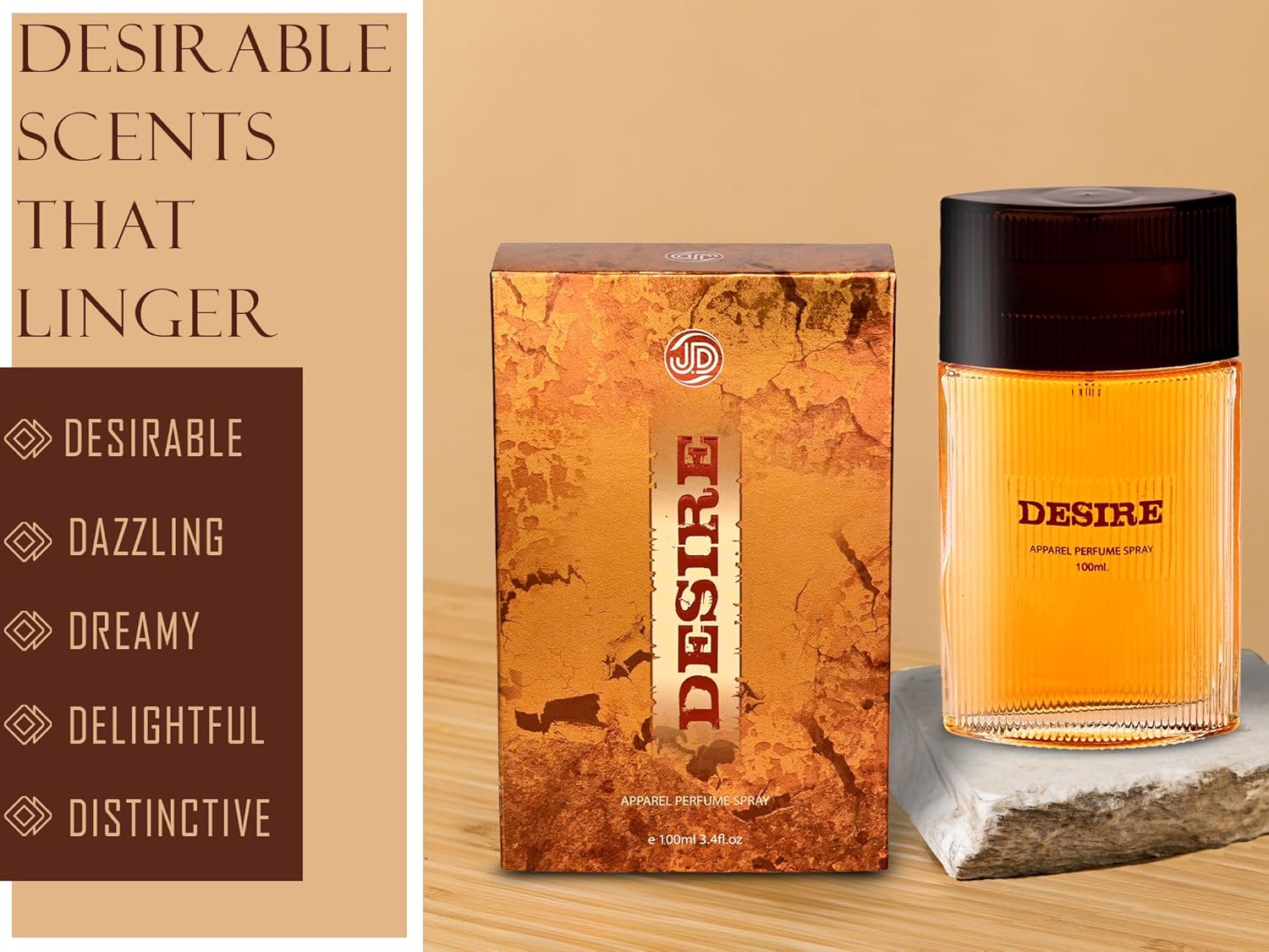 JD International Desire Apparel Unisex Perfume With Long Lasting Fragrance - 100ml, 3.4 Fl.oz. | Unisex Perfume