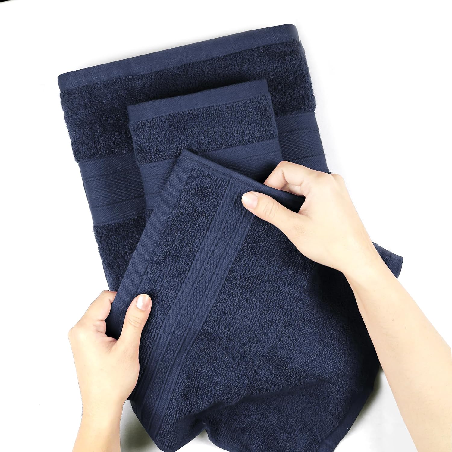 Trident Soft Comfort Air Rich Bath Towels 500 Gsm | 100% Cotton Towel, Super Soft, Highly Absorbent, 6 Pieces (Navy)