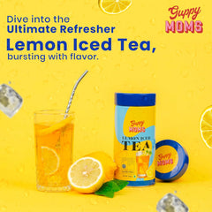 Guppy Moms Lemon Iced Tea Powder - Pack Of 4 X 200gm, 7.05 Ounce Each | Aromatic, Healthy & Easy To Prepare - Sugar Free & Refreshing Summer Drink | Caffeine Free