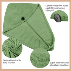 Sassoon Venir Microfiber Hair Wrap Towel 450 Gsm | For Women With Smooth Texture Super Absorbent Quick Dry Hair Turban (Green)