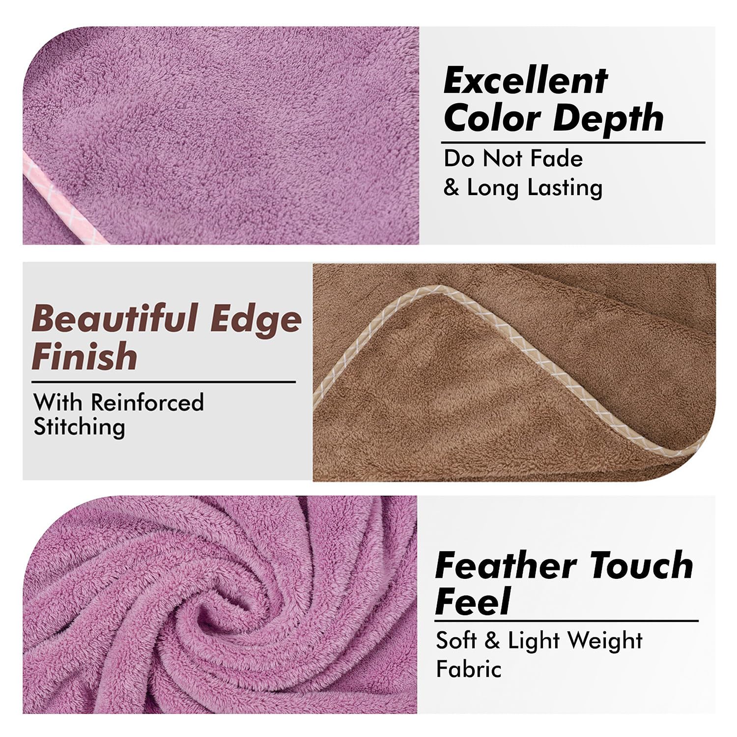 Urbanleaf Microfiber Large Bath Towel Quick Dry Super Absorbent Bath Towel | Towel For Bath, Travel, Gym, Beach, Pool & Yoga (Brown & Purple)