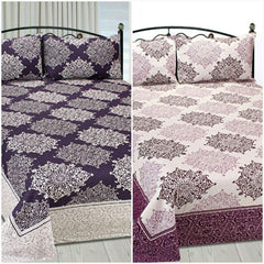 Double Bedsheet With 2 Pillow Cover - Size 90 X 100 Inches, Deep Purple | Designer Printed Bedsheet Set - Naturally Soft, Breathable, & Skin Friendly