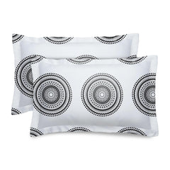 Flat 1 King Size Bedsheet With 2 Pillow Covers - Size 108 X 108 Inches, White & Black | Luxury Soft Sheet, Lightweight & Breathable Bedsheet