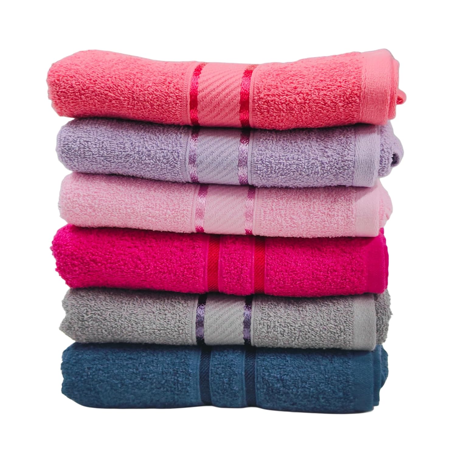 Cotton Bolls Textiles 100% Cotton Hand Towels 1200 Gsm | Ultra Soft, Highly Absorbent & Quick-Dry For Gym, Kitchen, Pool, Travel & Home Towel (Vibrant Multicolor) - Set Of 6