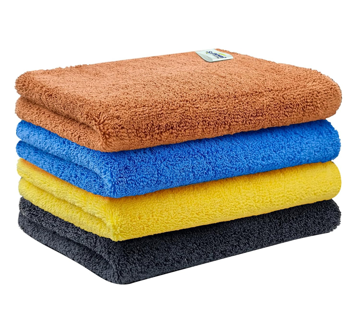 Softspun Microfiber High Loop Cleaning Cloths Towel 500 Gsm | Highly Absorbent, Lint & Streak Free, Multi-Purpose Wash Cloth For Kitchen, Window, Silverware - Pack Of 4 (Multicolor)