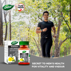 Dabur Gokshura Tablets Boosts Vitality & Stamina, Supports Gut Health, Boost Vitality & Stamina | 60 Tablets 100gm 0.2lbs