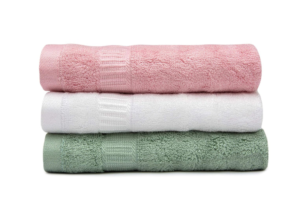 Mush 100% Bamboo Face Towel 500 Gsm | Ultra Soft, Absorbent, Quick Dry Towels For Facewash, Gym, Sports, Travel (Pack Of 3 - Pink, White & Green)
