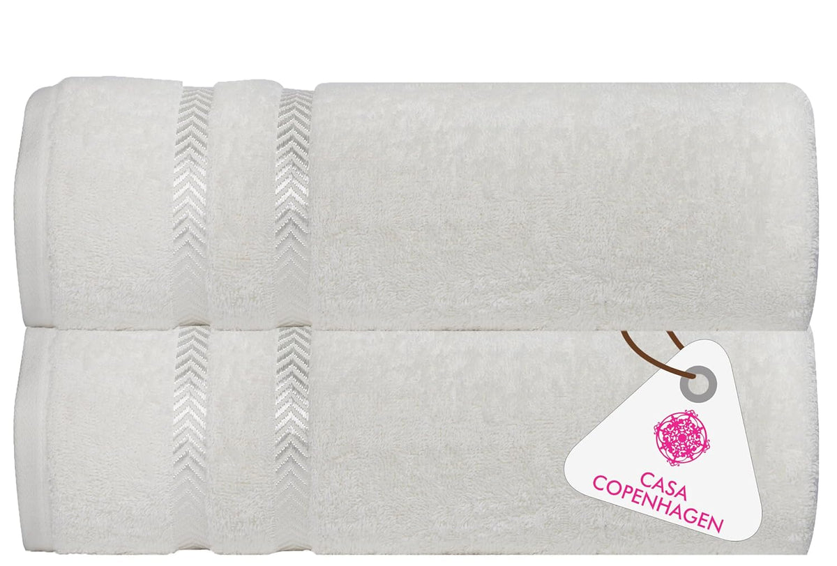 Casa Copenhagen Egyptian Cotton Exotic Hand Towel 400 Gsm (Snow White)- 2 Pcs