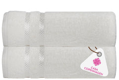 Casa Copenhagen Egyptian Cotton Exotic Hand Towel 400 Gsm (Snow White)- 2 Pcs