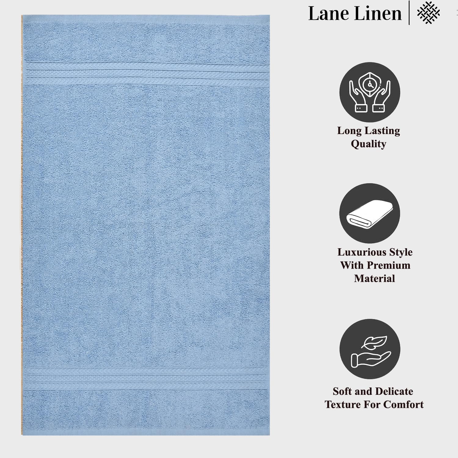 Fresh From Loom Luxury Fur Collection Hand Towel 500 Gsm Napkins Cotton High Absorbency Double Stitched Size (Aqua) - Set Of 2
