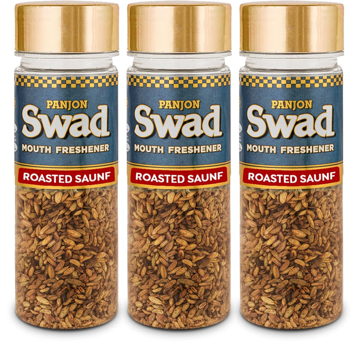 Panjon Swad Roasted Saunf Digestive Mouth Fresheners 360gm, (120gm *3 Bottles)