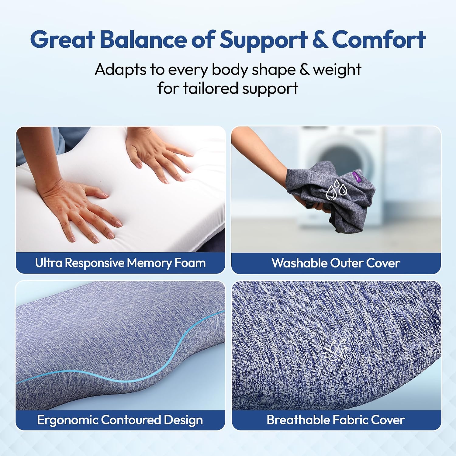Ultimate Neck Contour Cervical Plus Pillow, Ergonomic Memory Foam Best Pillow - Large | Orthopedic For Neck, Back Pain, Shoulder Pain, For Cervical Spine Neck Pain Relief - Premium Pillow