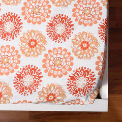 Double Bedsheet For Queen Size With 2 Pillow Covers - 60 X 78 Inches, White & Red Orange | All Around Elastic Fitted Soft, Lightweight & Breathable Cotton Bedsheet