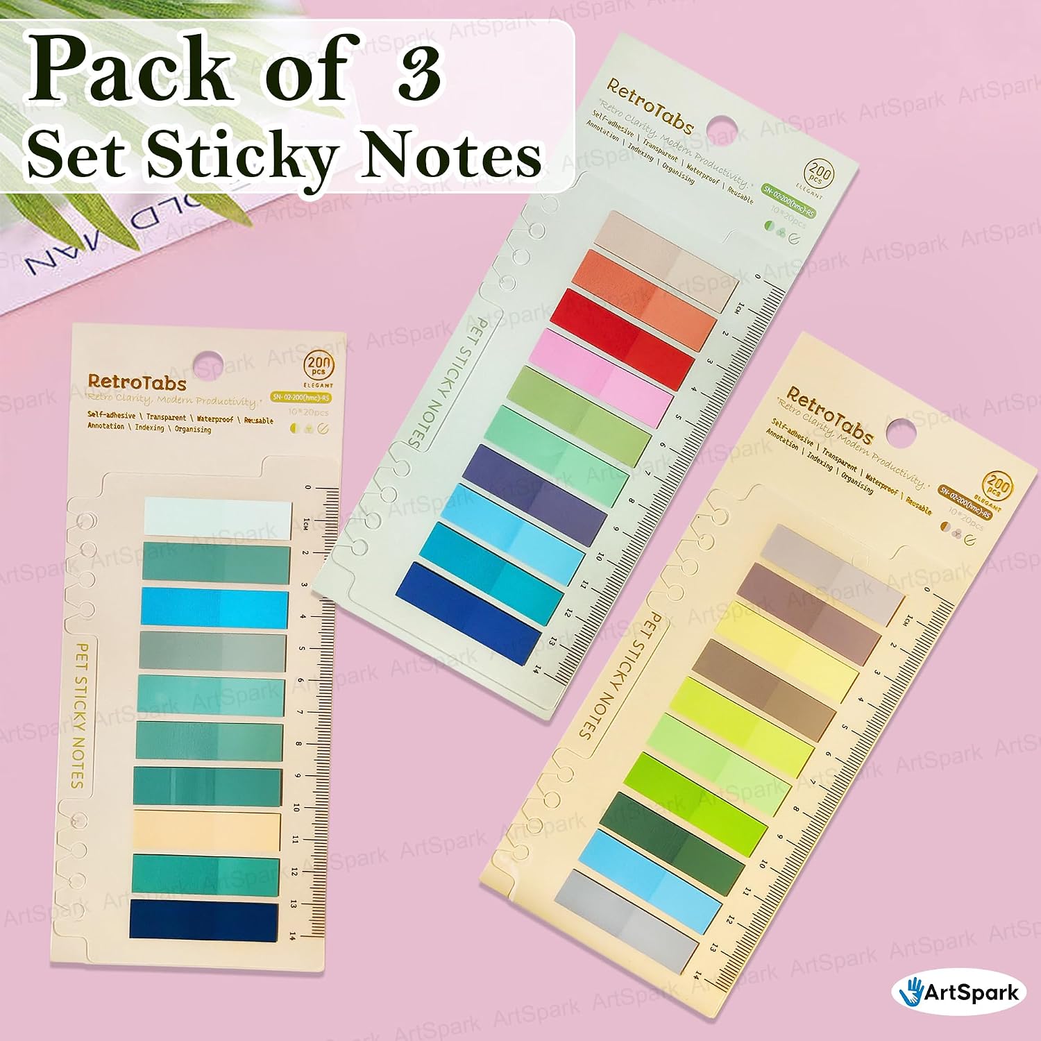 600 Pcs Transparent Sticky Notes, Morandi Pastel Page Markers With Ruler, Clear Index Tabs