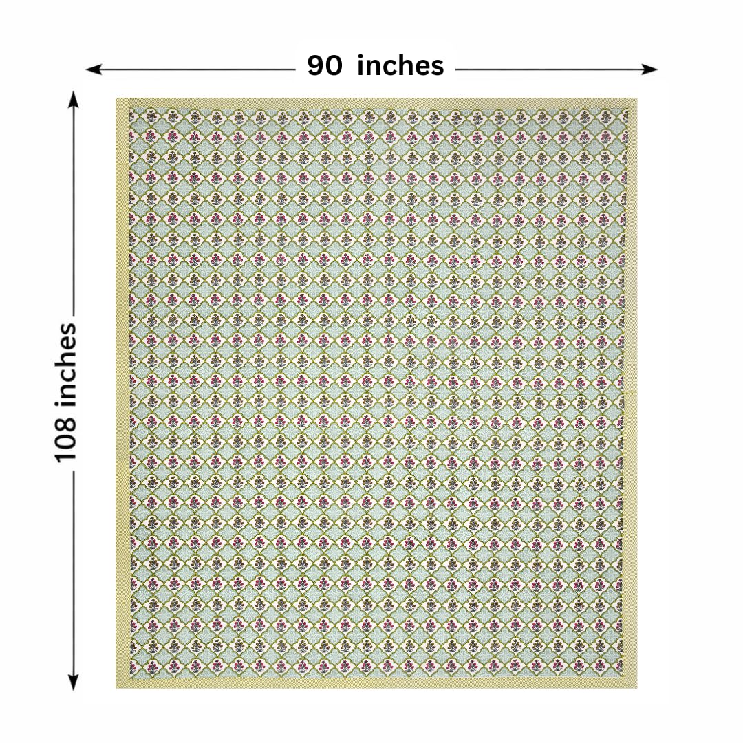 Pure Cotton Double Bedsheet For King Size With 2 Pillow Covers | 90 X 108 Inches, Green & Pink | Ultra-Soft & Skin-Safe | Breathable Summer Comfort