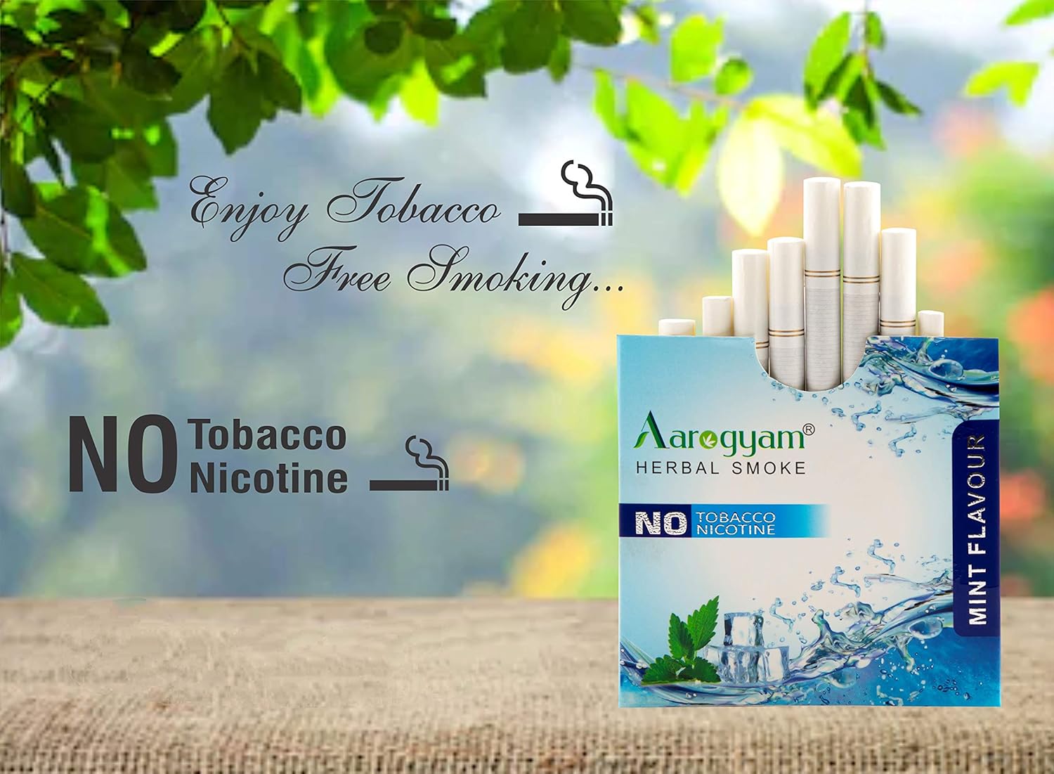 Aarogyam Herbals 100% Tobacco & Nicotine Free Cigarette For Relieve Stress & Mood Enhance Product For Smokers - 10 Sticks In Each Packet Mint Flavour, Pack Of 5