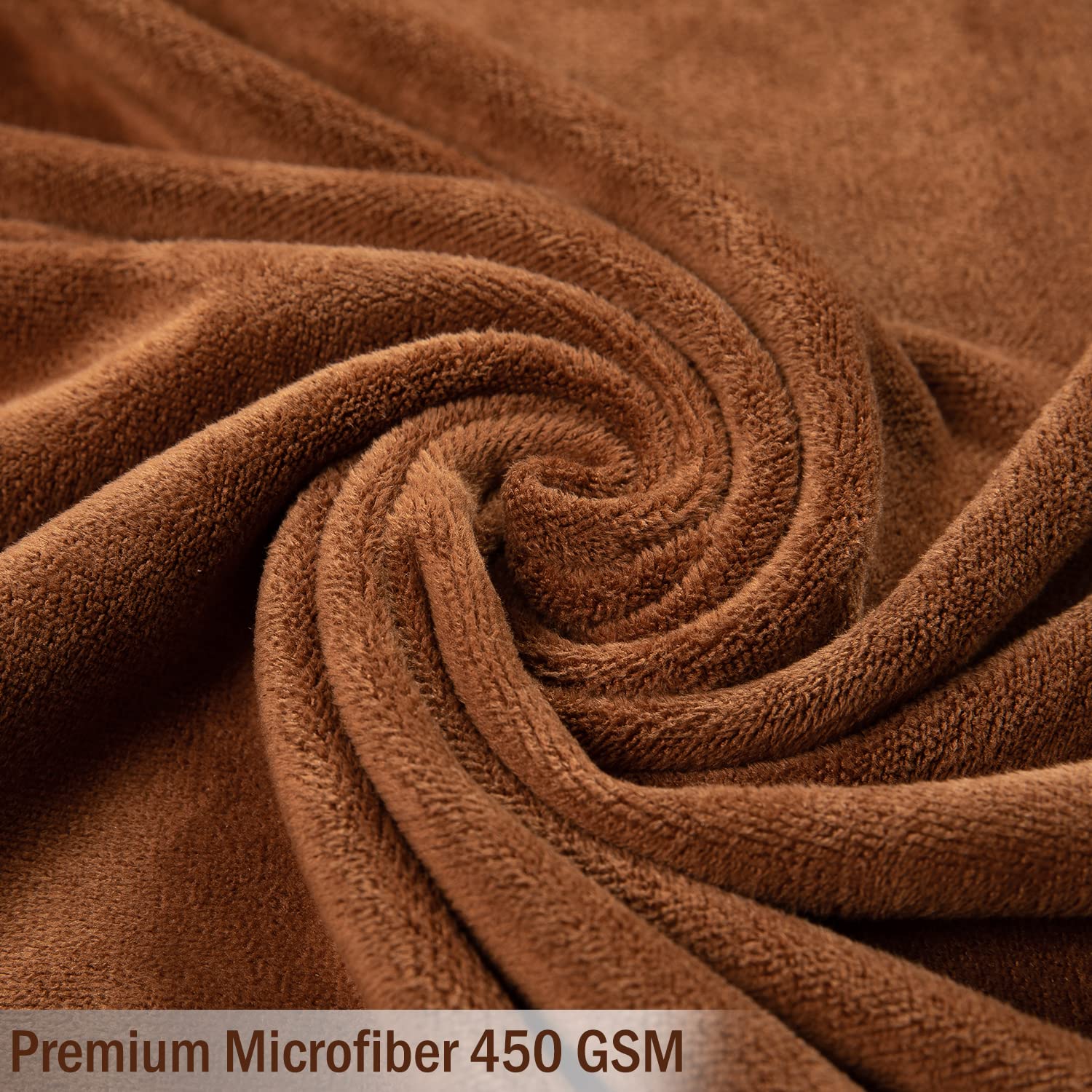 Hokipo Super Soft Microfiber Bath Towel 450 Gsm Large Caramel Brown (In-641-Br)