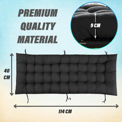 Microfiber Soft Home Cotton Cushion Long Chair Pad, Black, Standard Size - 114 X 40 X 9 Cm | Cushion For Indoor, Outdoor & Home Office, Garden Décor | Furniture Cushion - Pack Of 1