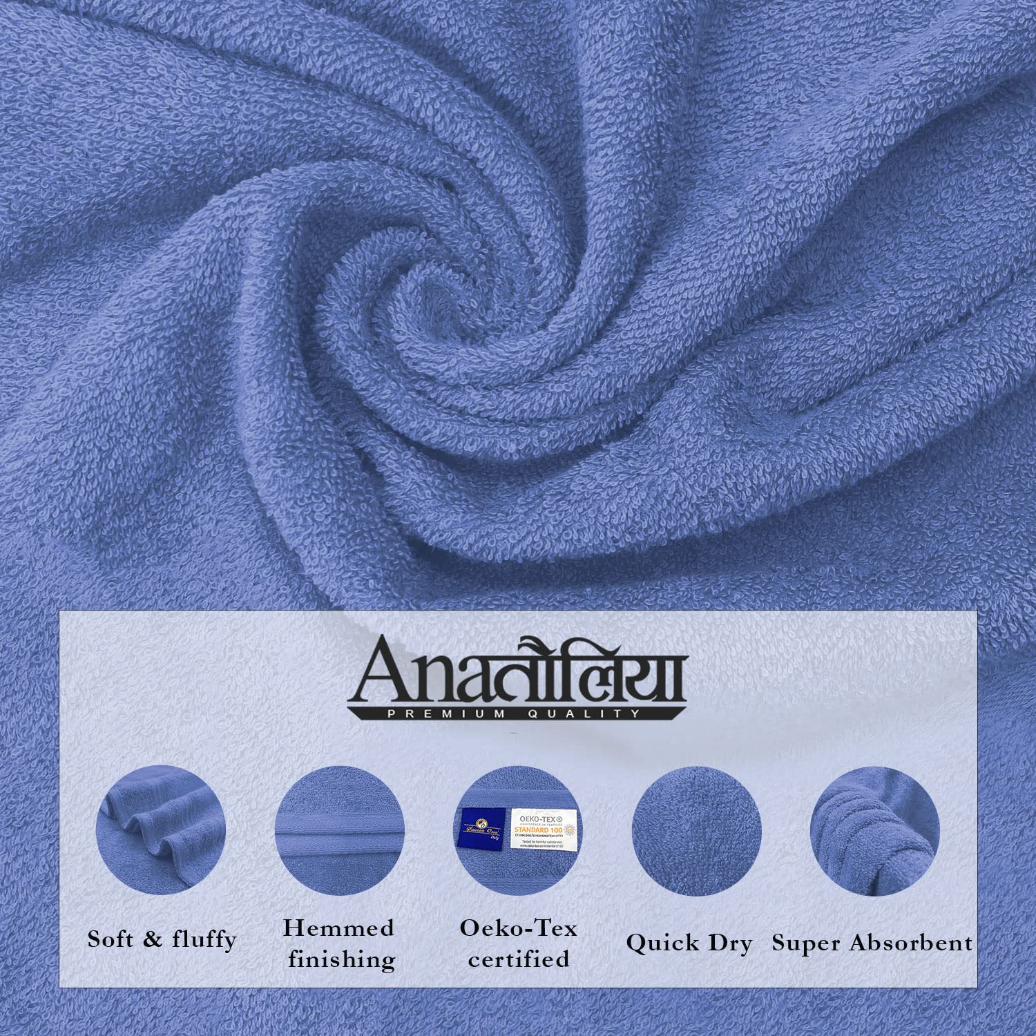 Sassoon Anatolia Bath + Hand & Face Towel 900 Gsm (Heaven) - Pack Of 3
