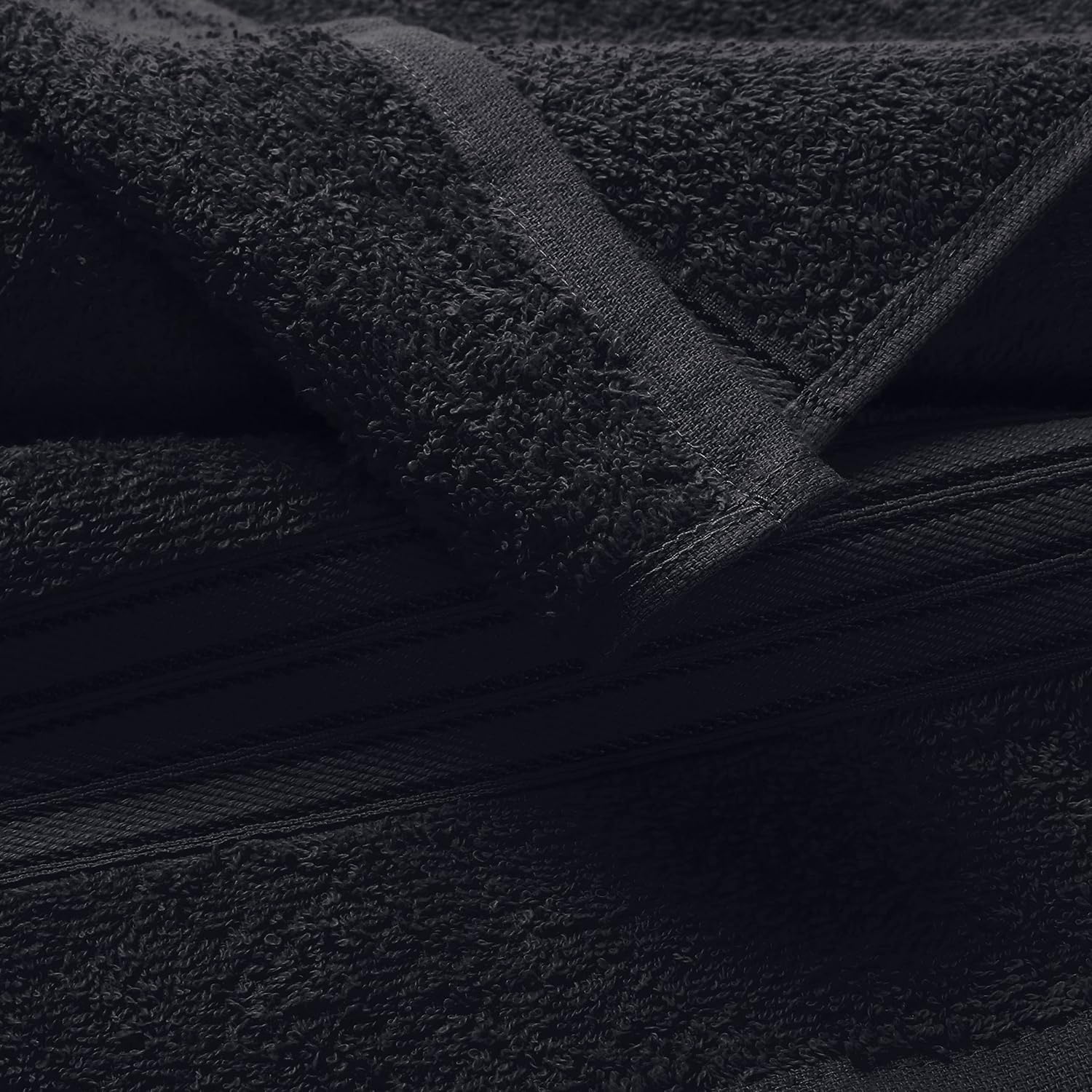 Boutiquo 100% Cotton 2 Bath, 2 Hand & 2 Face Towels 1800 Gsm | Eco-Friendly Towels For Men & Women Ultra Soft & Highly Absorbent - Black (Set Of 6)