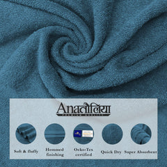 Sassoon Anatolia Bath + Hand & Face Towel 900 Gsm (Teal) - Pack Of 3