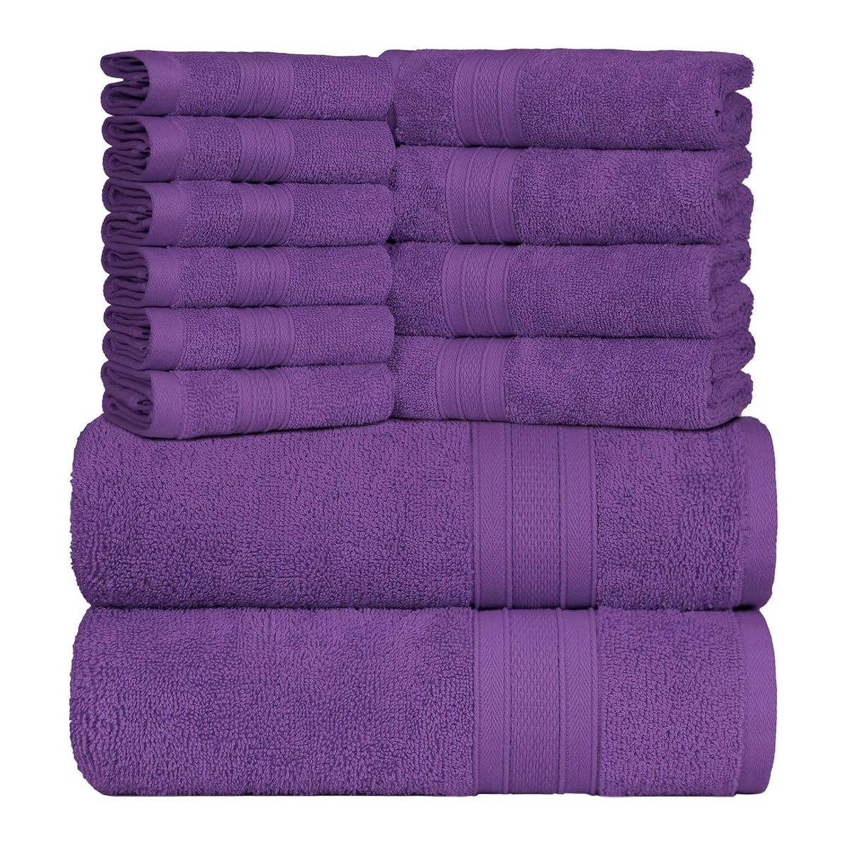 Trident Soft Comfort Air Rich Bath Towels 500 Gsm | 100% Cotton Towel, Super Soft, Highly Absorbent, 12 Pieces (Plum)