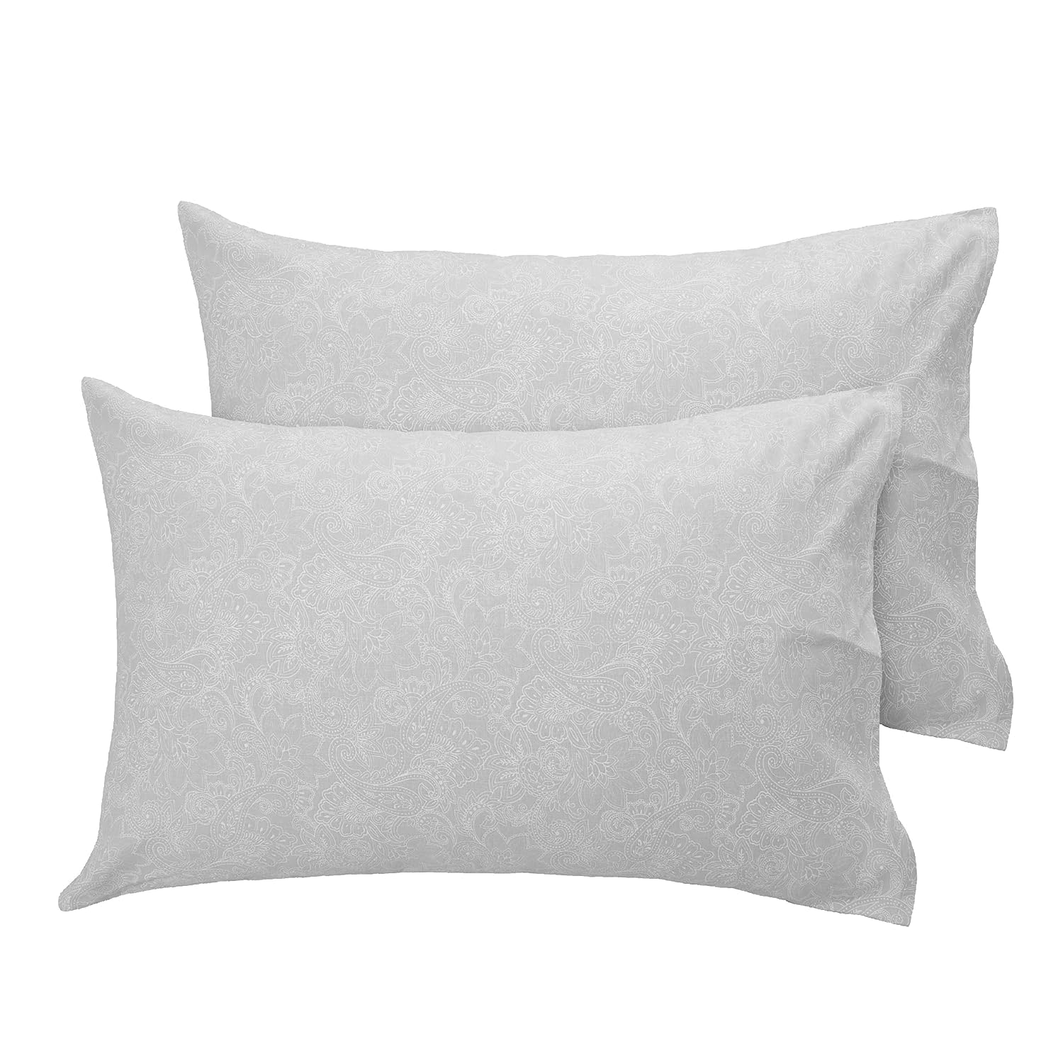 210 TC Cotton Bedsheet For Queen Size With 2 Pillow Covers - 88 X 100 Inches, Grey & White | Soft And Comfortable Sleep Experience