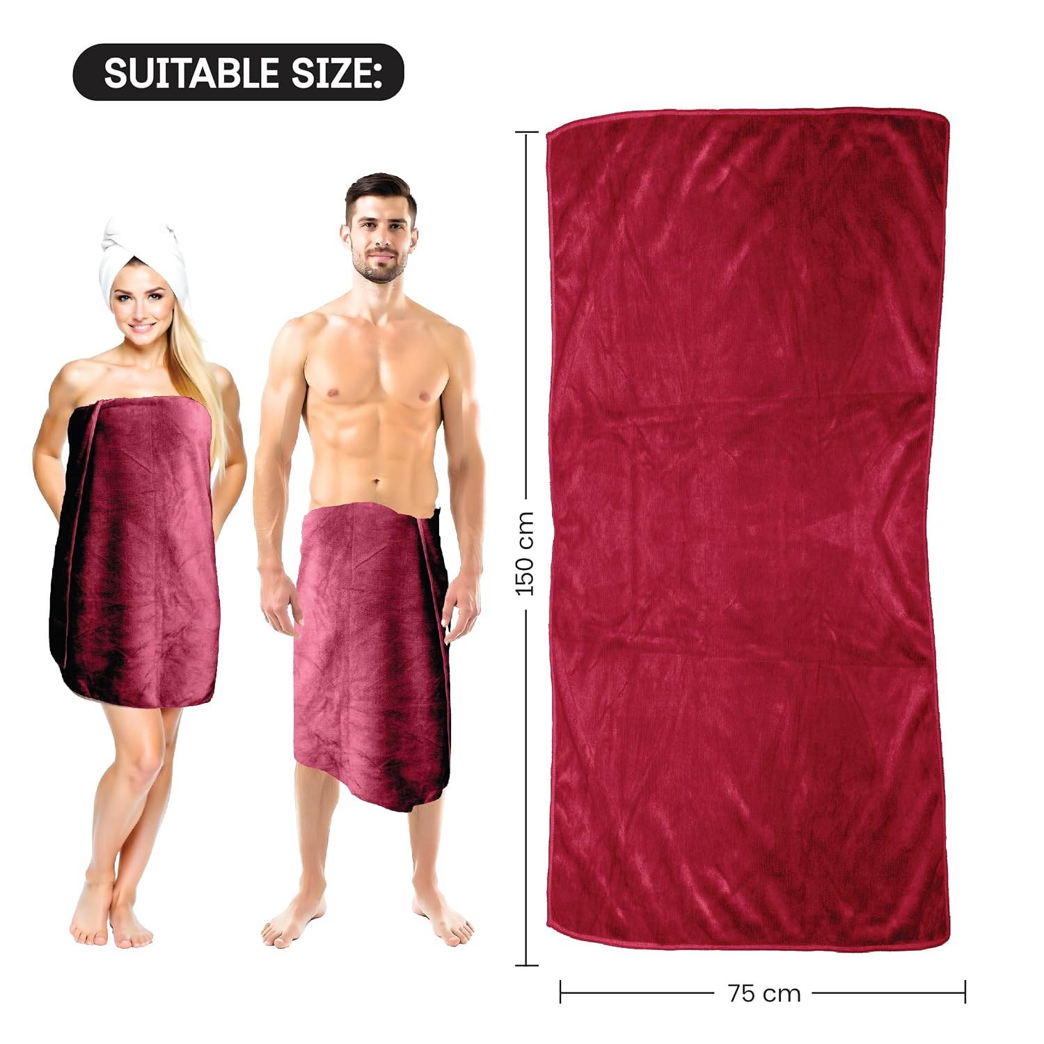 Housse Premium Microfiber Bath Towel 550 Gsm | Extra Large Quick Dry Towels For Women & Men | Super Soft Plush | Ultra Absorbent For Home Swimming Sports & Travel (Red Plum)