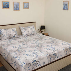 Printed Bedsheet For Single Bed With 2 Pillow Covers - Size 68 X 90 Inch, White | Microfiber For Summer Soft Touch & Skin Friendly